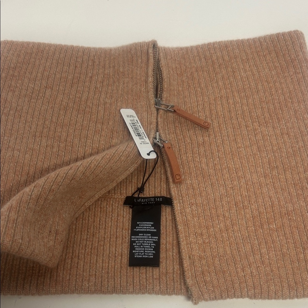 Lafayette 148 New York Tan Ribbed Knit with Zipper